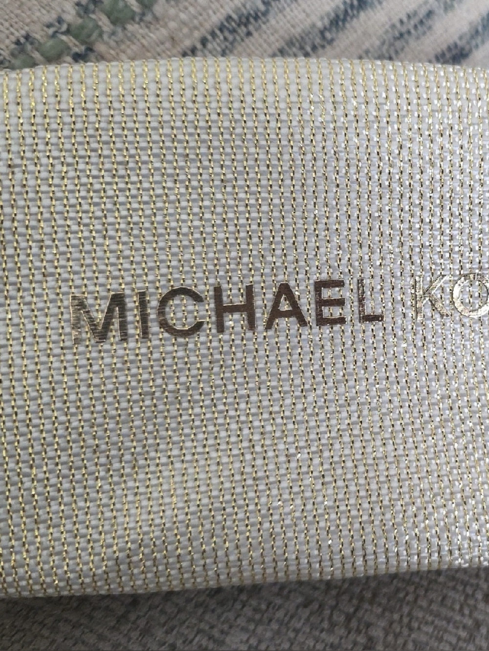 Michael Kors Cream and Gold Metallic Cosmetic Pouch